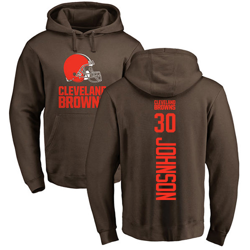 Men Cleveland Browns D Ernest Johnson Brown Jersey 30 NFL Football Backer Pullover Hoodie Sweatshirt